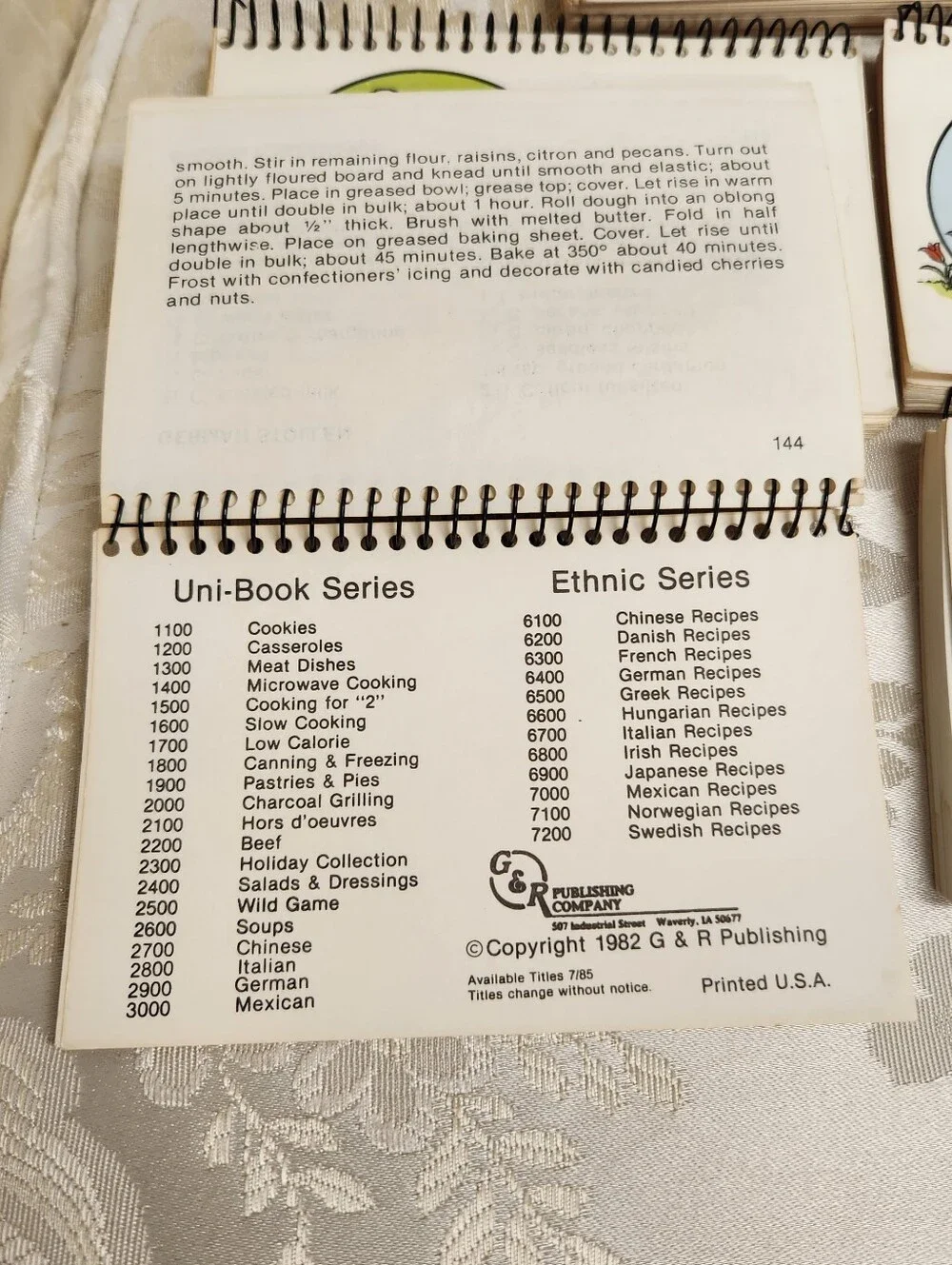 Vintage Uni-Series Cookbooks Set Of 8 Spiral Bound 80’s - Cookies, Pies, Low Cal